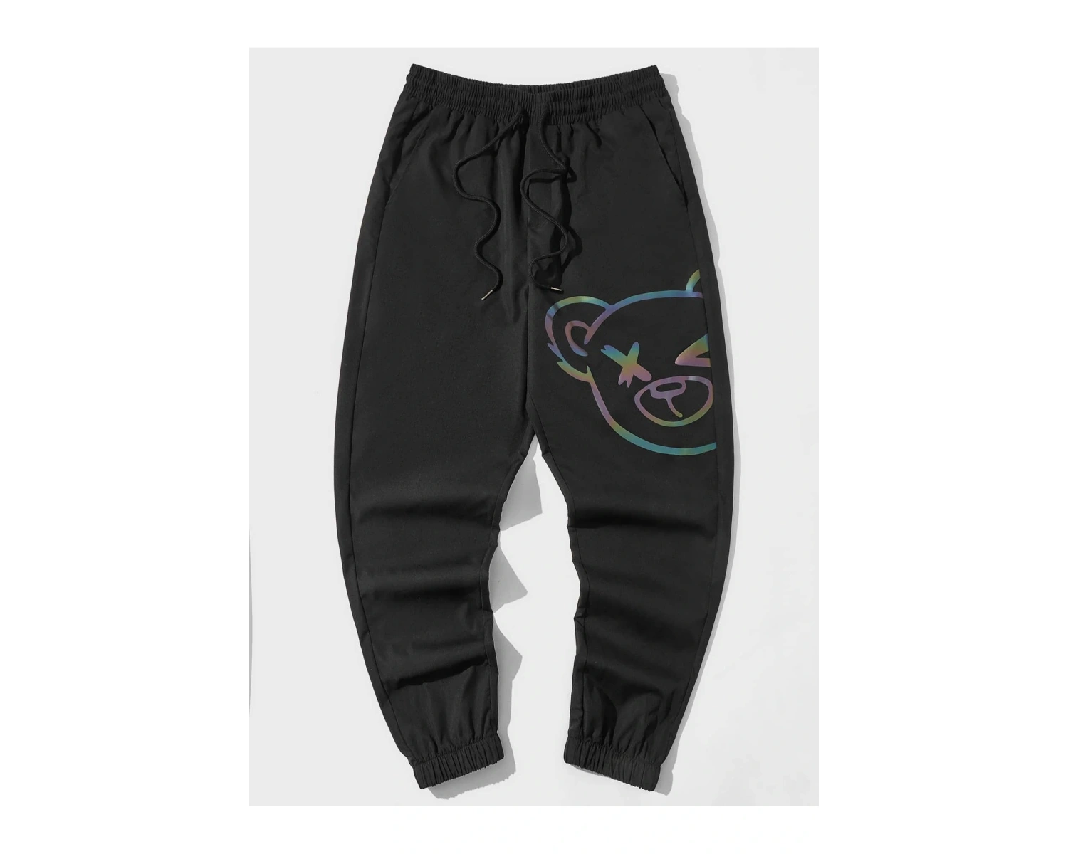Reflective Cartoon Graphic Drawstring Waist Pants