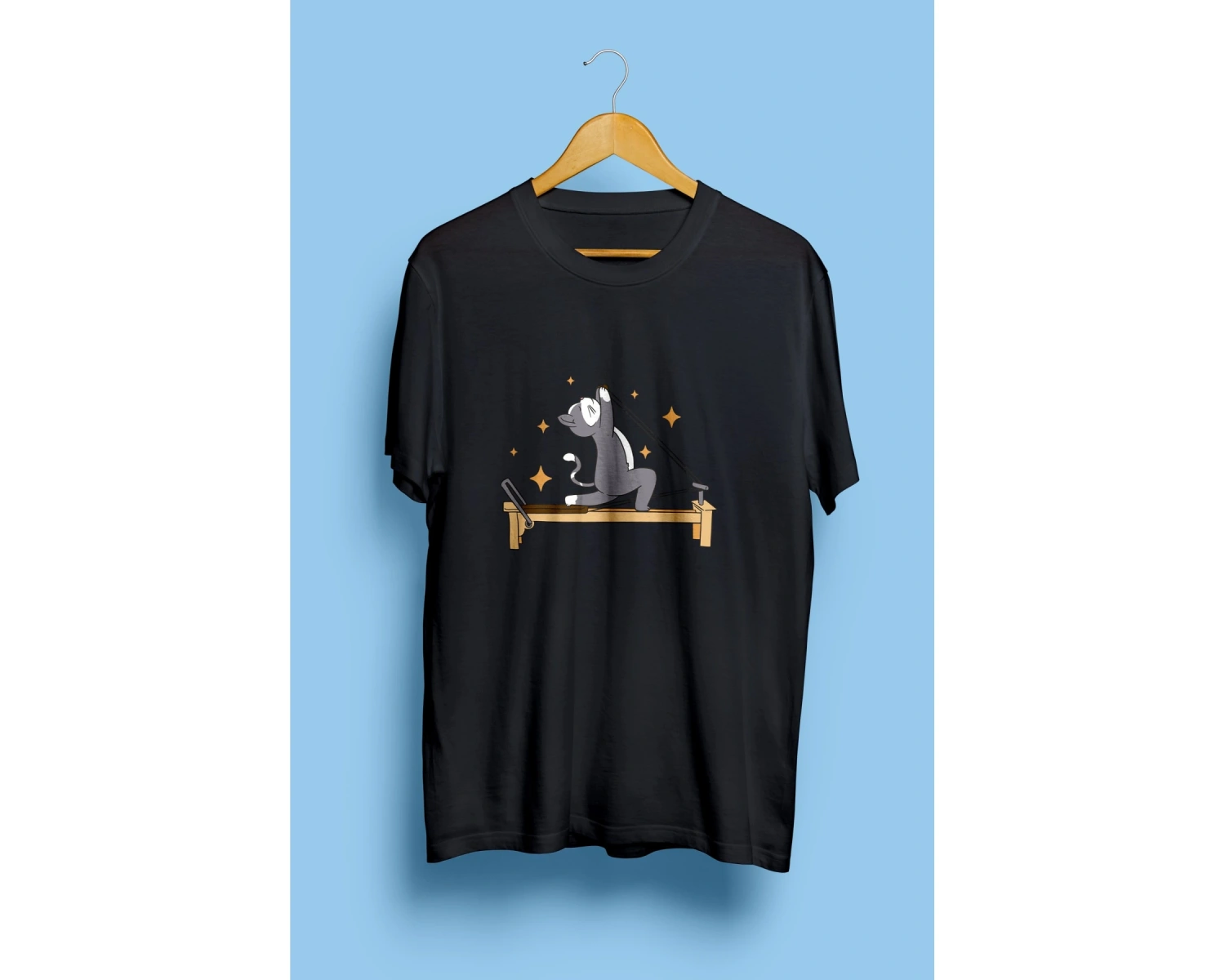 Reformer Pilates Spor Sporcu Çalışkan Kedi Tasarım Baskılı Unisex Tişört