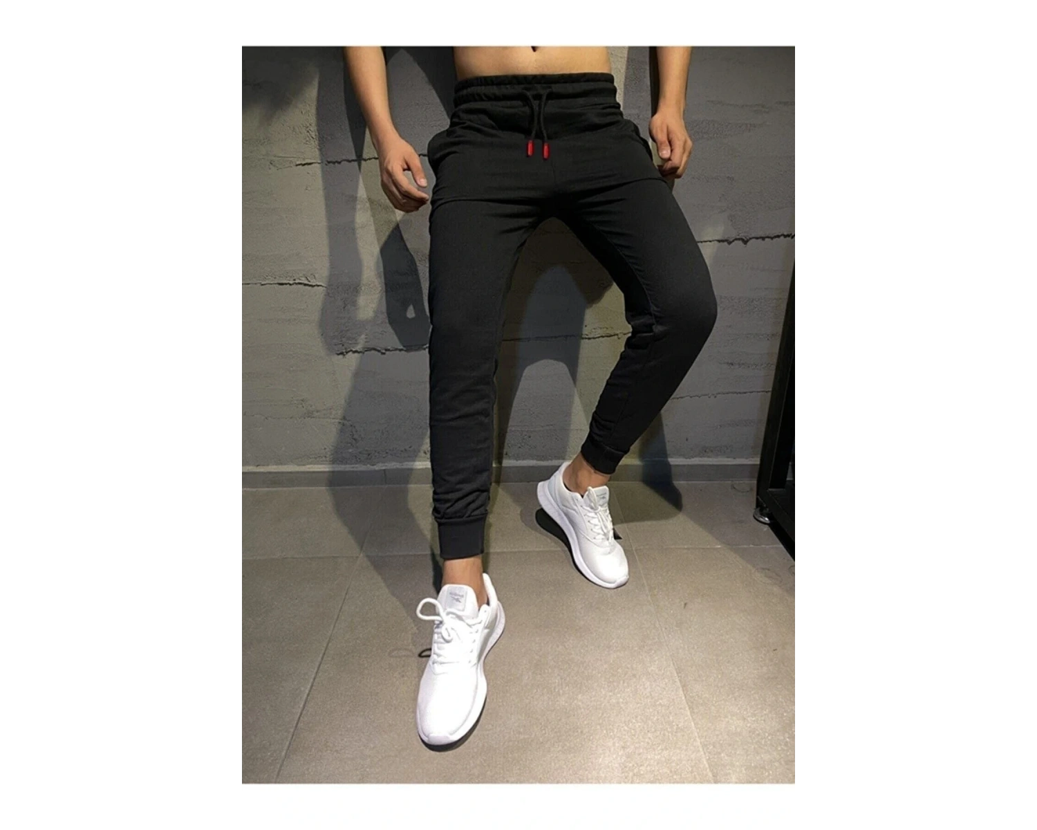 Relax family xf Erkek Siyah Yazlık Slim Fit Dar Kesim Jogger Eşofman Altı RLX044513