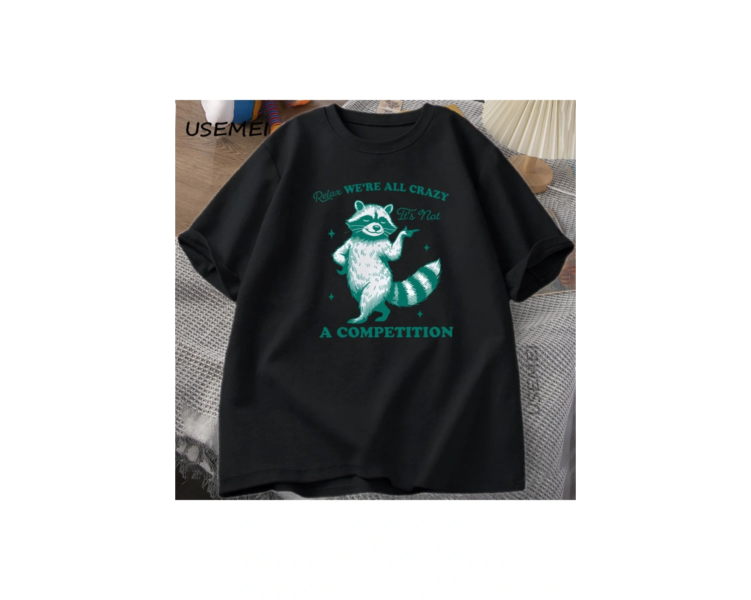 Relax Rakun T Shirt Hepimiz Çılgın Komik Rakun Söyleyerek Grafik T Shirt Pamuk Erkek Kadın Te 2983