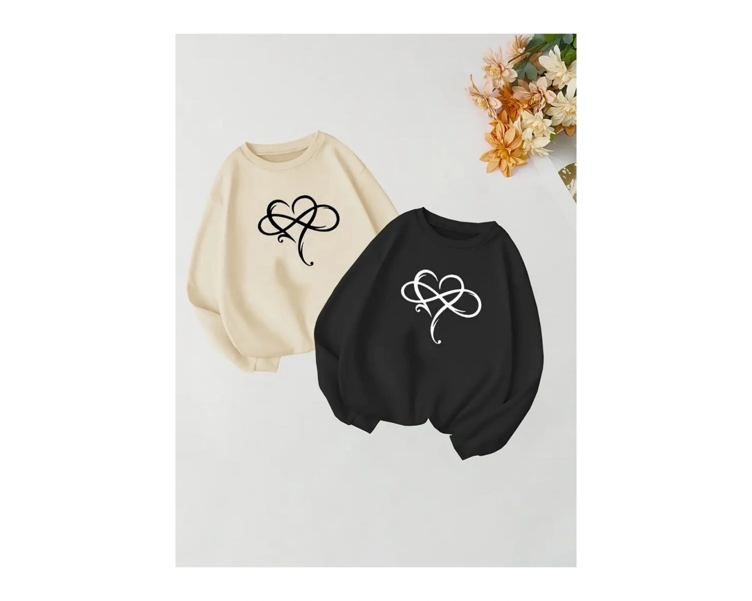 Renkli Biskilet Yaka Sweatshirt Çift Sevgili Kombinleri Couple Clothing