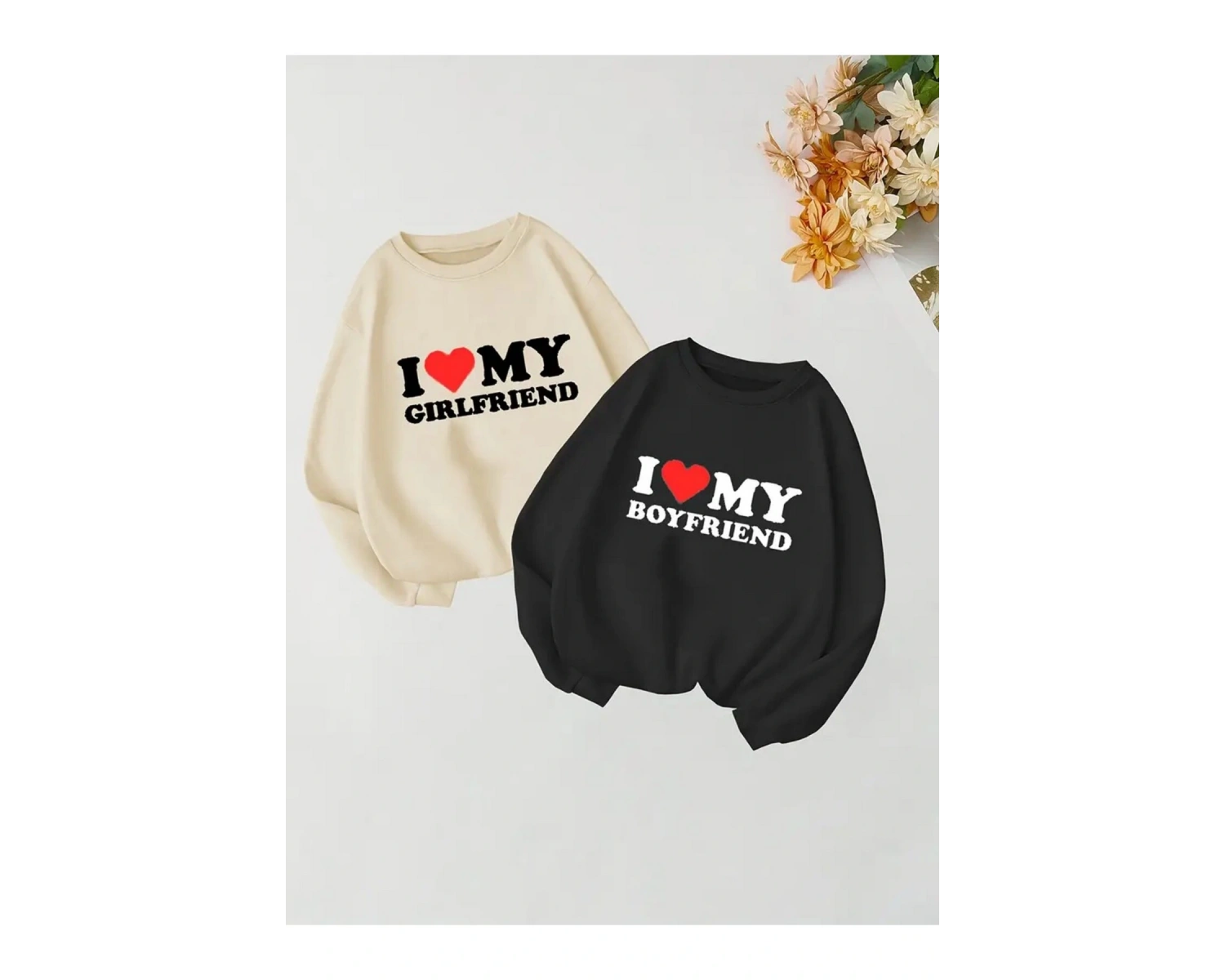 Renkli Biskilet Yaka Sweatshirt Çift Sevgili Kombinleri Couple Clothing