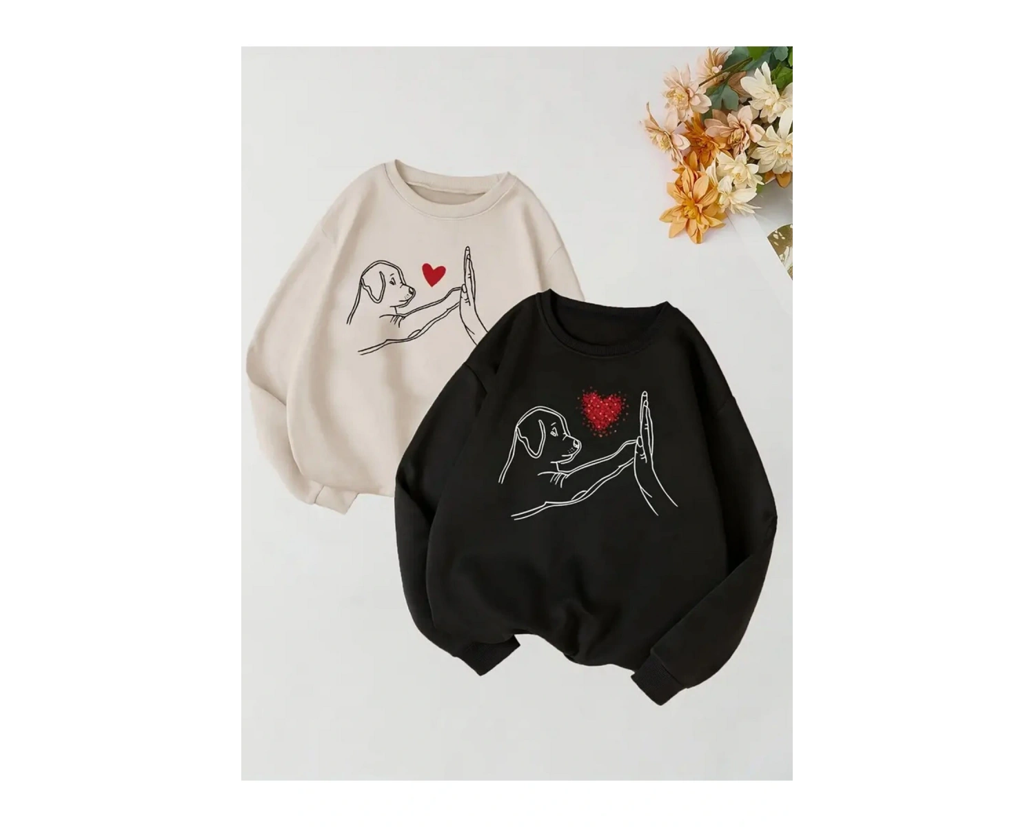 Renkli Biskilet Yaka Sweatshirt Çift Sevgili Kombinleri Couple Clothing
