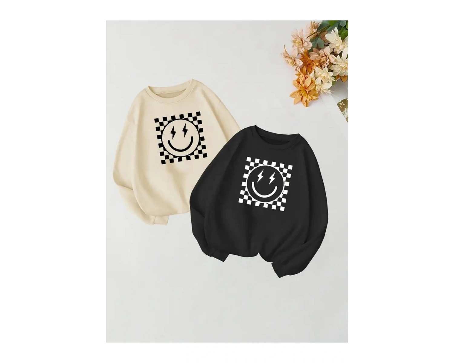 Renkli Biskilet Yaka Sweatshirt Çift Sevgili Kombinleri Couple Clothing