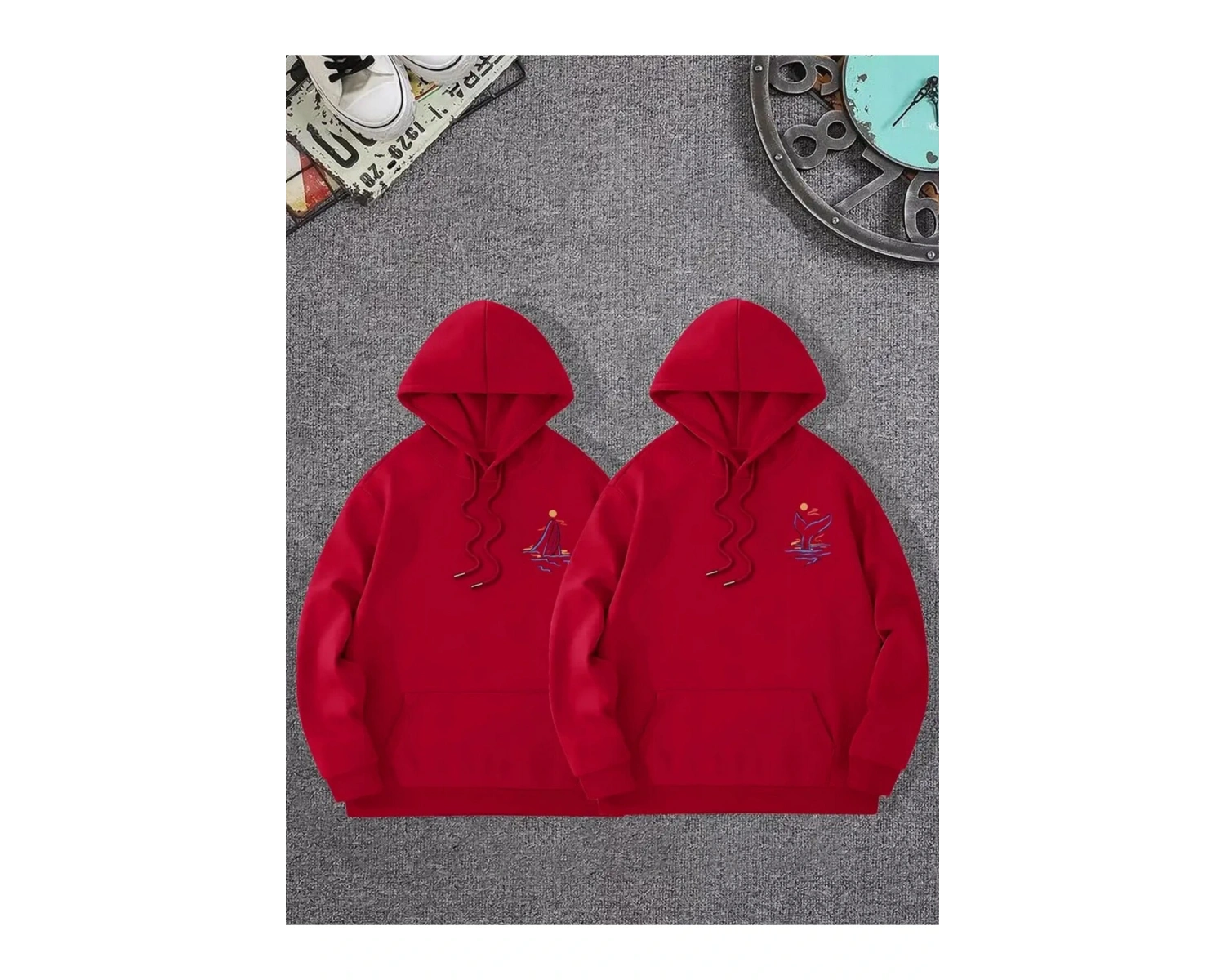 Renkli Kapşonlu Sweatshirt Çift Sevgili Kombinleri Couple Clothing