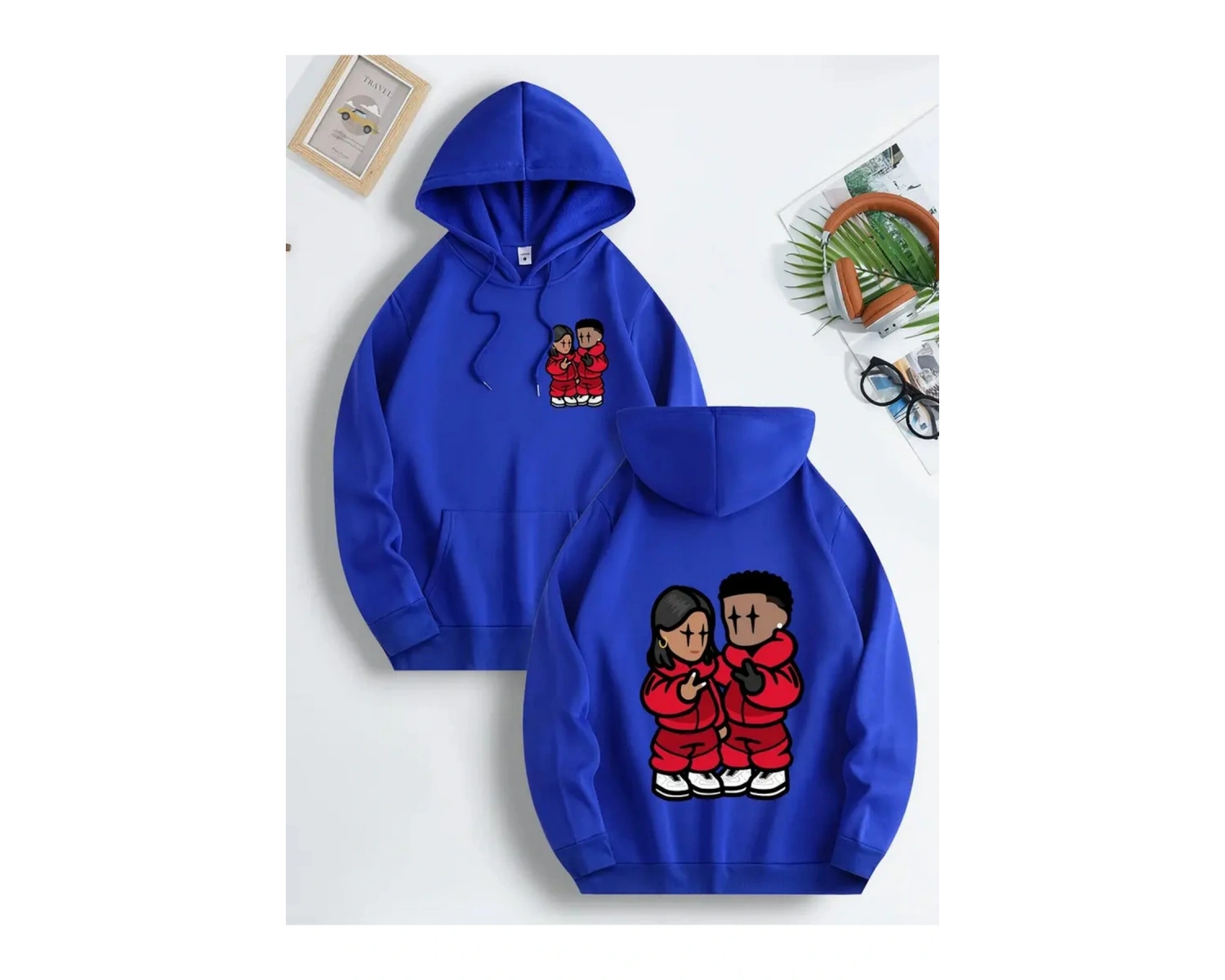 Renkli Kapşonlu Sweatshirt Çift Sevgili Kombinleri Couple Clothing