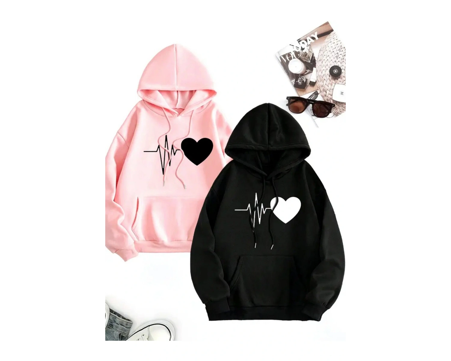 Renkli Kapşonlu Sweatshirt Çift Sevgili Kombinleri Couple Clothing