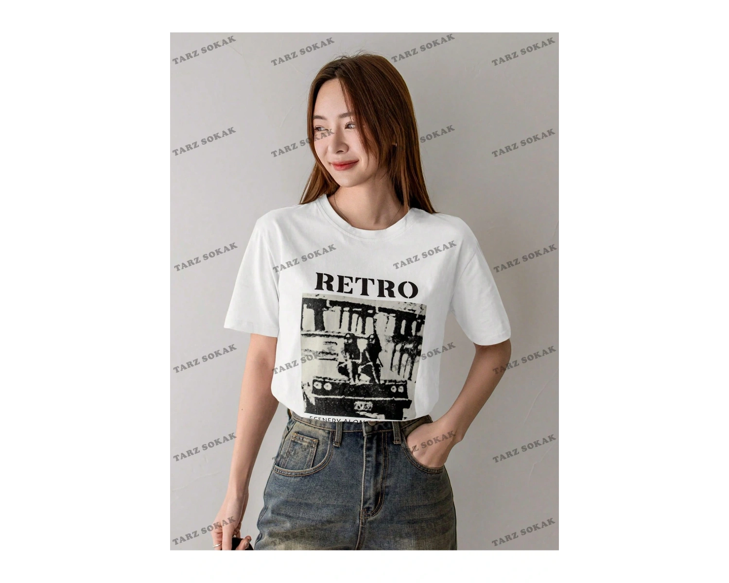 RETRO Baskılı Oversize Kalıp Unisex T-shirt