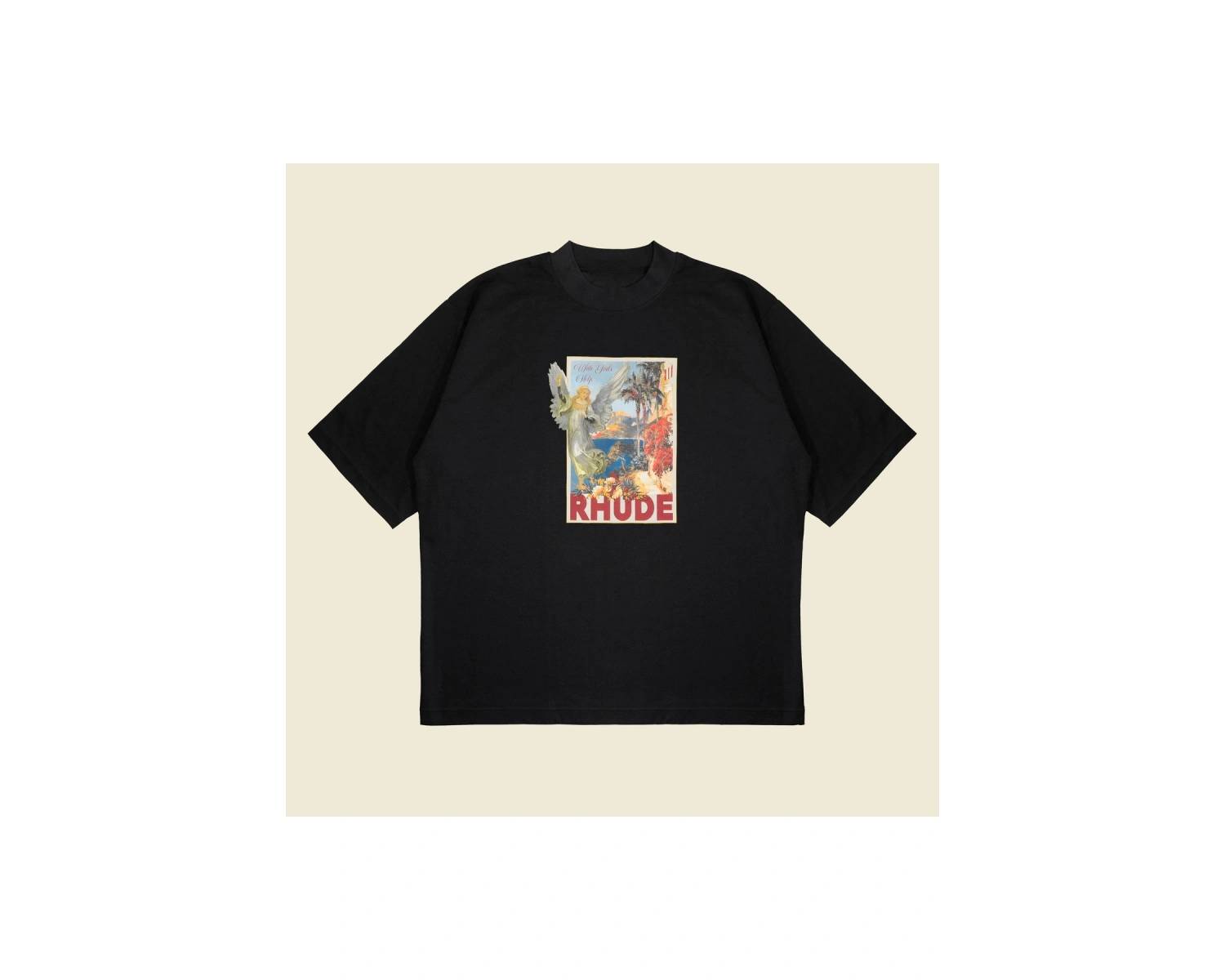 Rhude Angel Baskılı Oversize Unisex Pamuklu Nefes Alan Kalın Kumaşlı