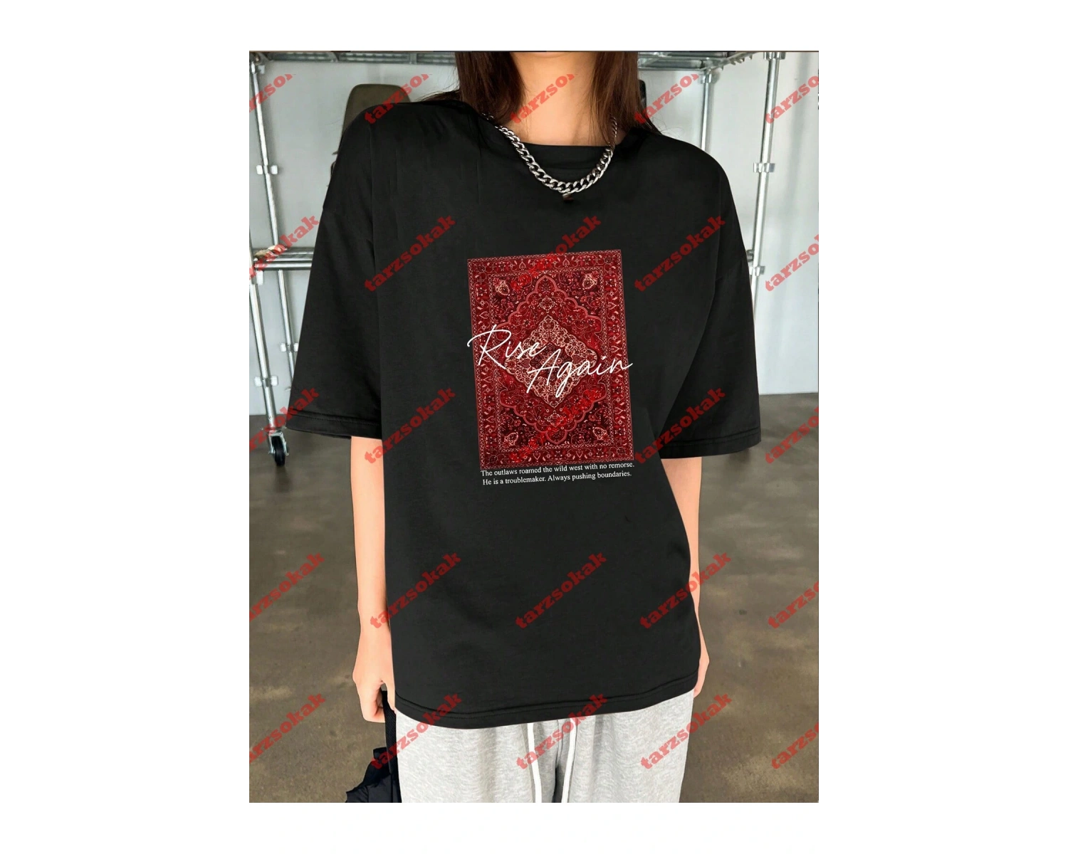 Rise Again Baskılı Oversize Unisex Beyaz