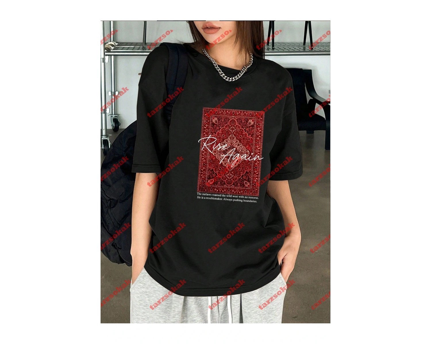 Rise Again Baskılı Oversize Unisex Beyaz