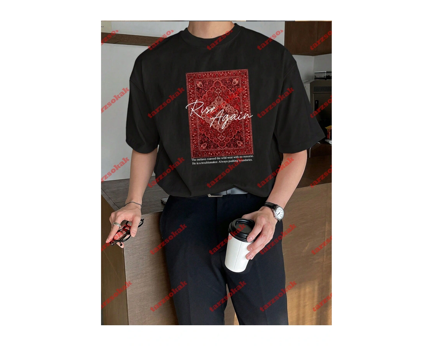 Rise Again Baskılı Oversize Unisex Beyaz