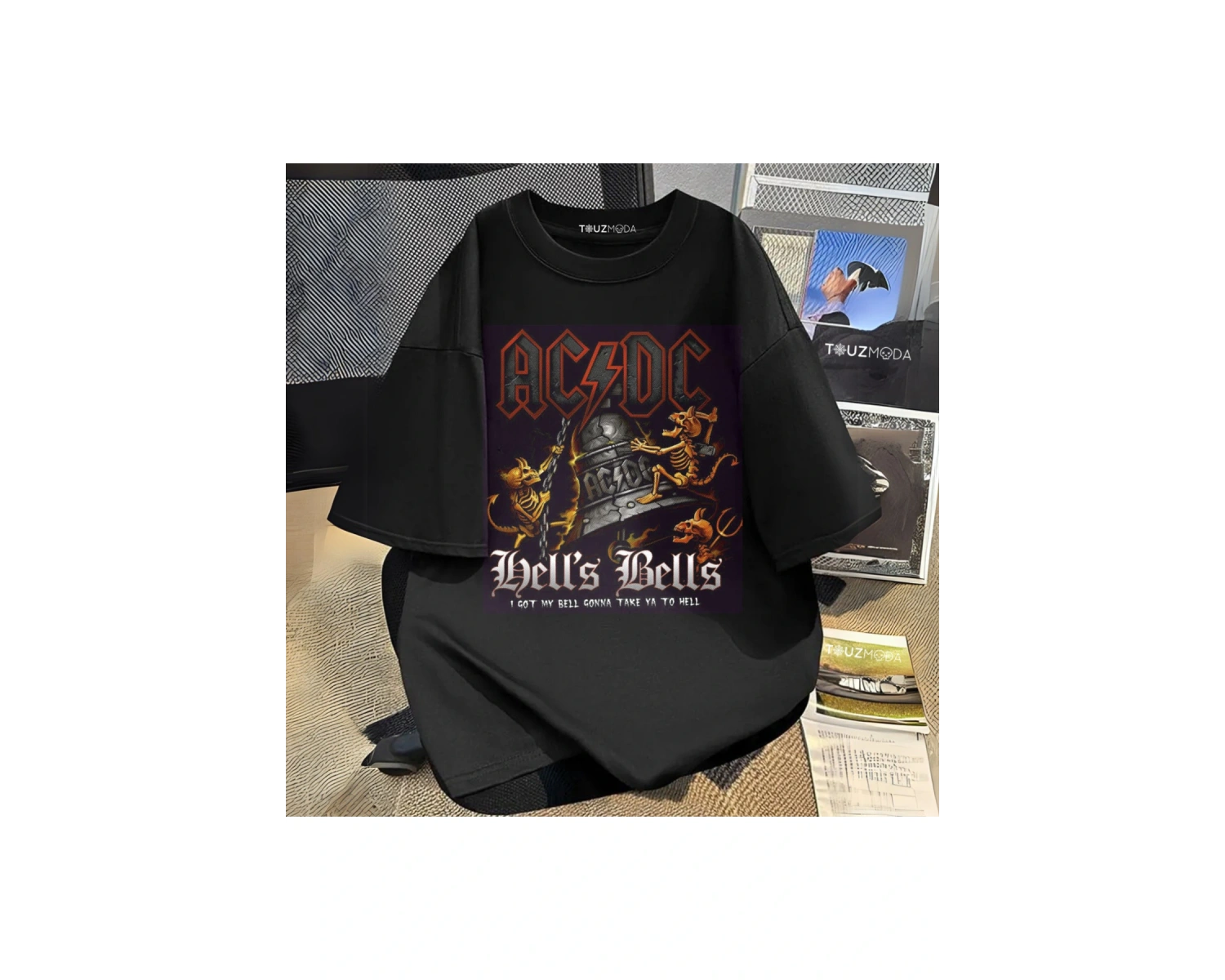 Rock Serisi AC/DC Baskılı Unisex Oversize