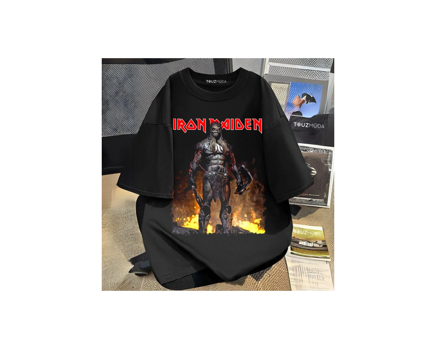 Rock Serisi iron Maiden Baskılı Unisex Oversize