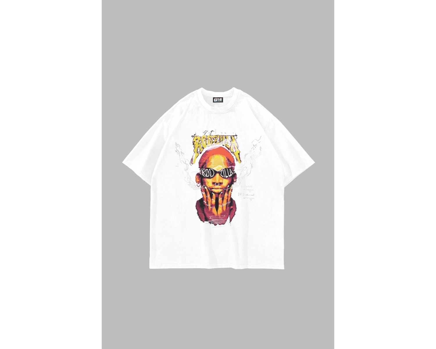 Rodzilla Baskılı Oversize Unisex Beyaz