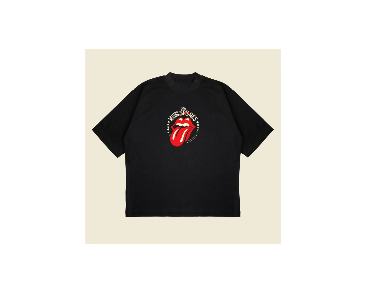 Rolling Stones 50.years Boxy Fit Oversize Unisex Tshirt – Baskılı Tişört |