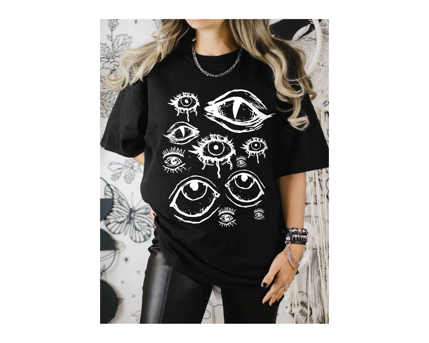 ROMWE Ağaç Desenli Düşük Omuz Tişört