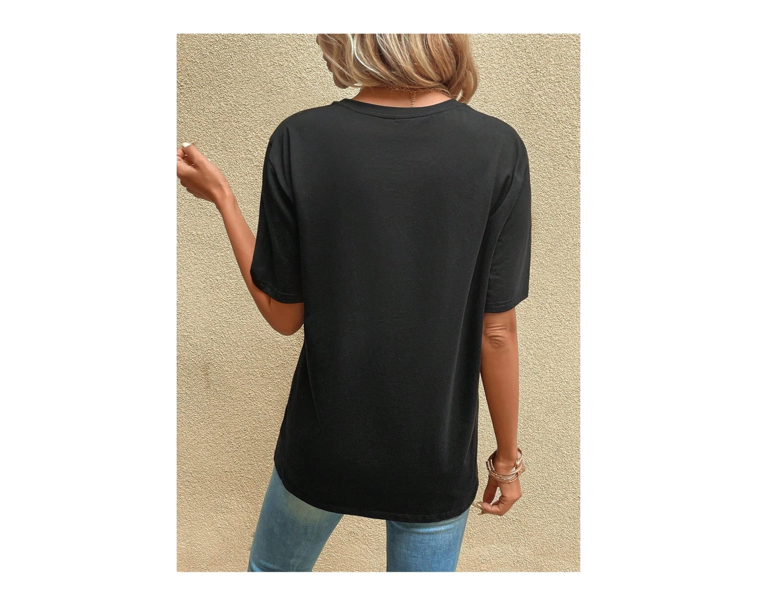 ROMWE Ağaç Desenli Düşük Omuz Tişört