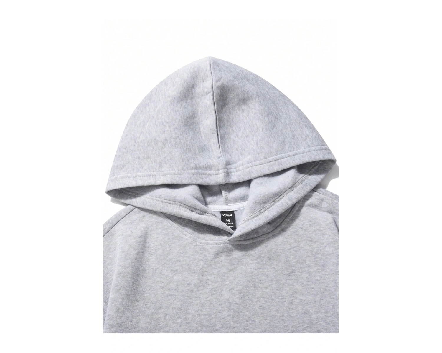 ROMWE Guys Figure & Slogan Graphic Drawstring Lined Hoodie Gri