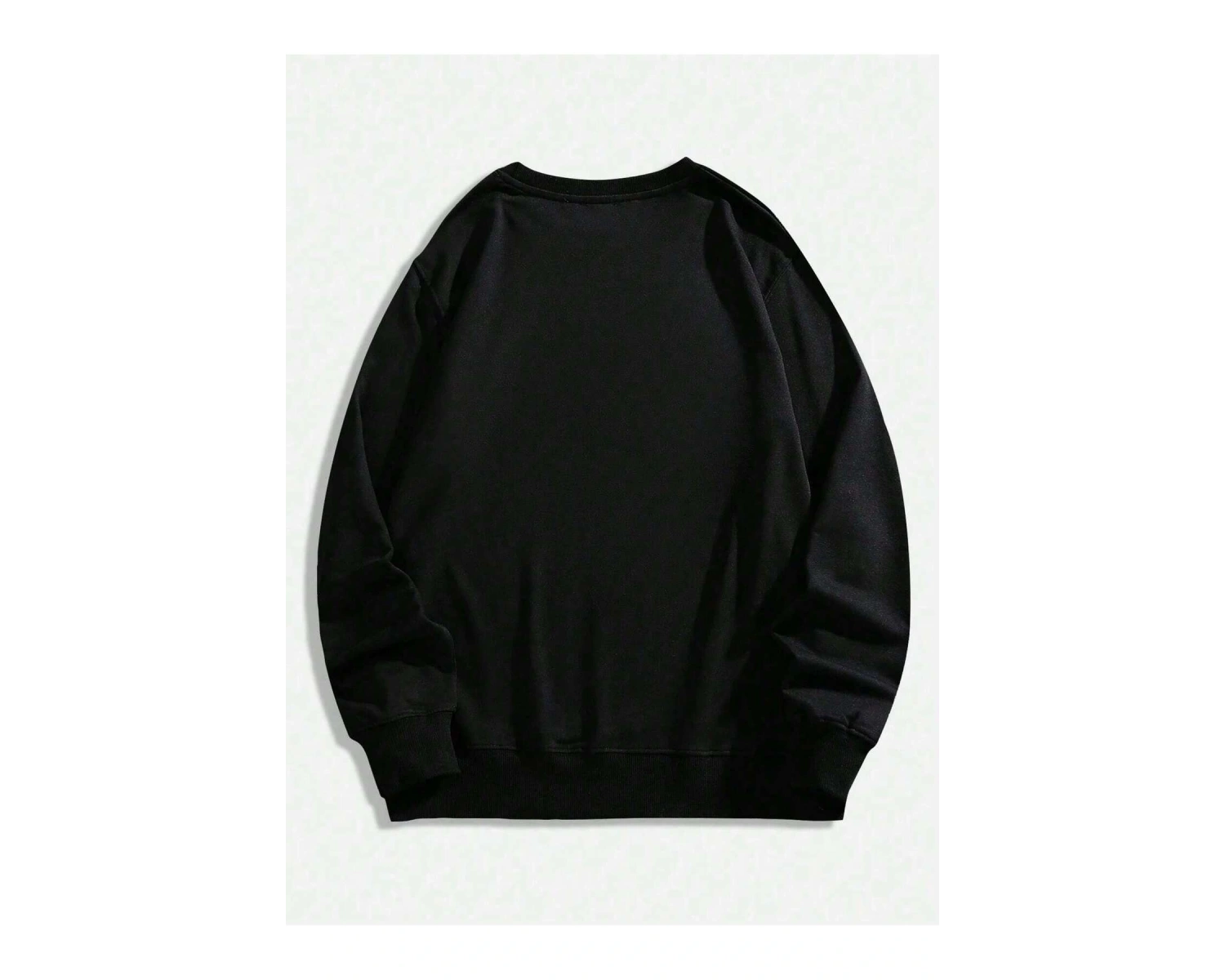 ROMWE Guys Letter & Skull Print Pullover Siyah