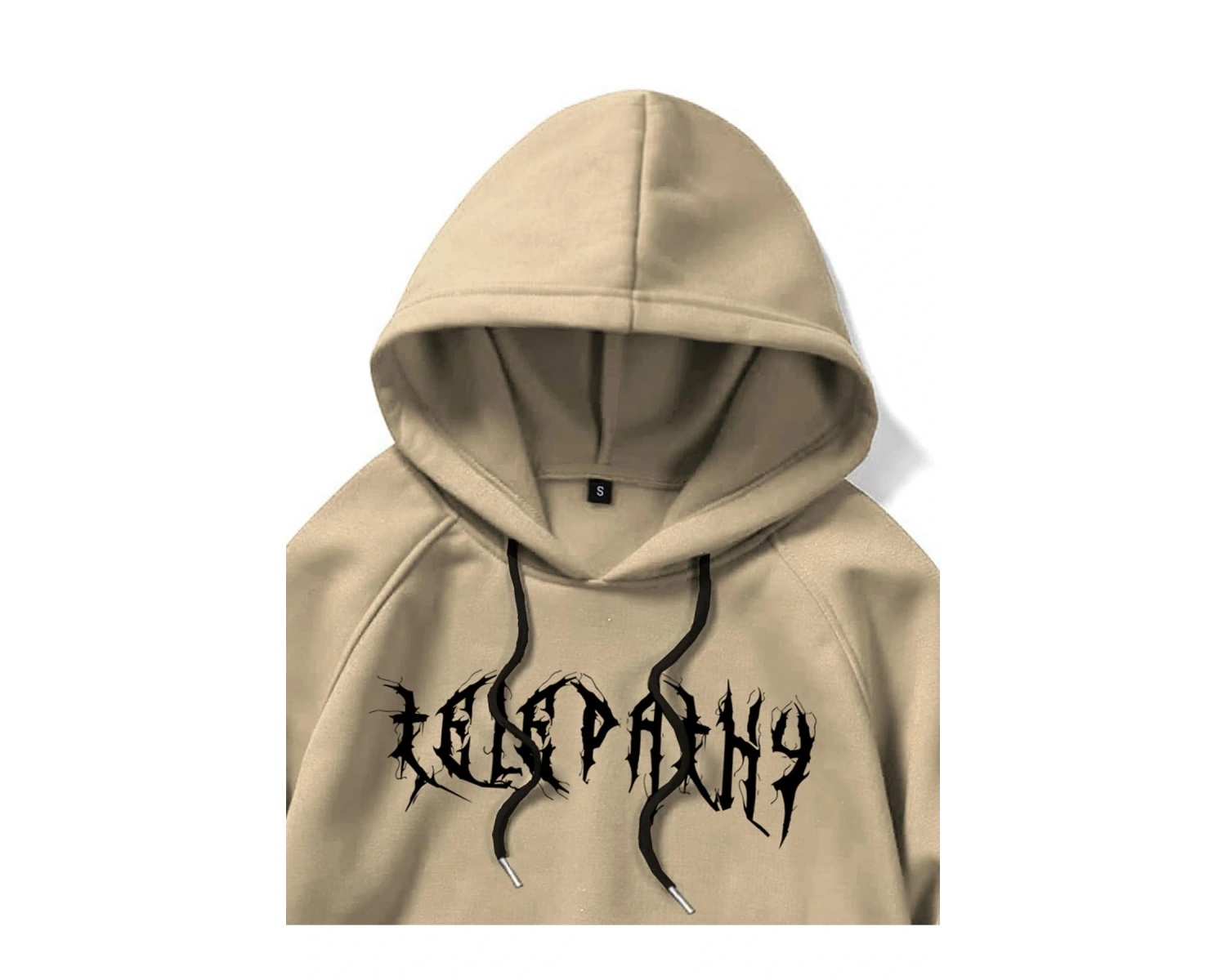 ROMWE Guys Skeleton Print Kangaroo Pocket Drawstring Hoodie Haki