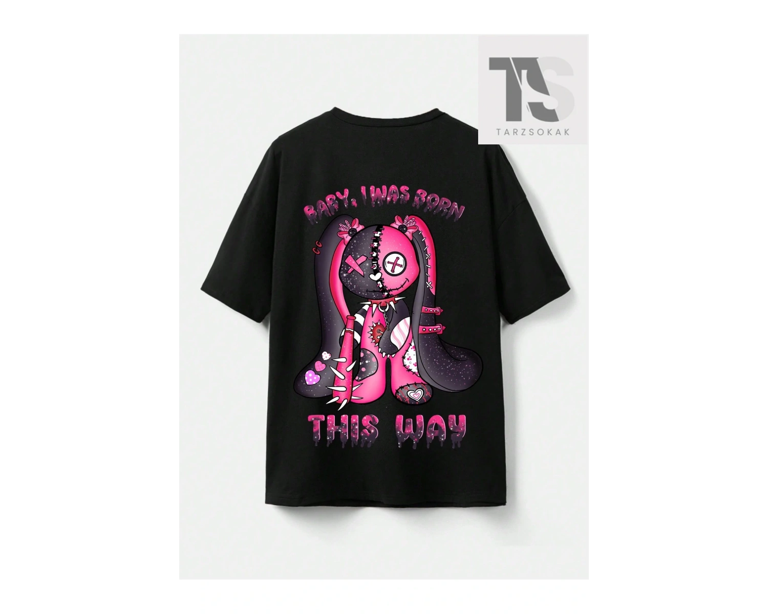 Rosie Karikatür Yazılı Baskılı Kısa Kollu Tişört