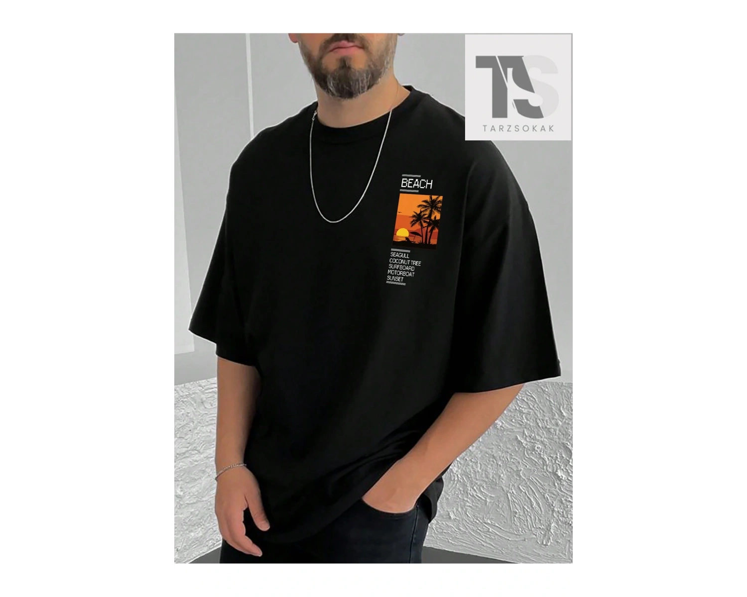 RSRT Erkek Hindistan Cevizi Ağacı ve Slogan Grafikli Tişört