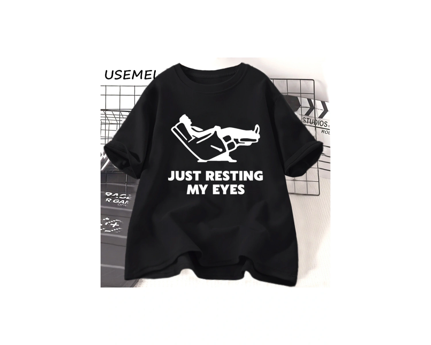 Sadece Gözlerimi Dinlenme TKomik Yorgun Baba Baba Erkek T-Shirt Yaz Pamuk Kısa Kollu 3055