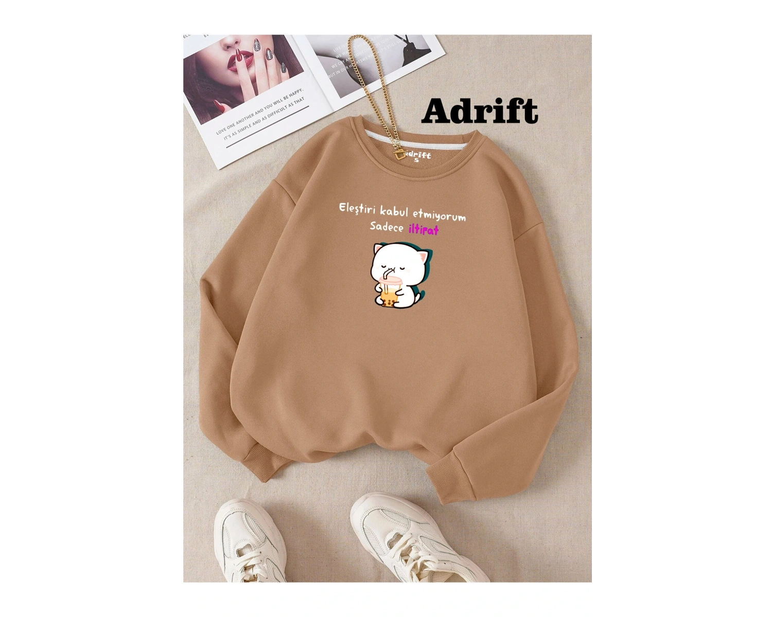 Sadece İltifat Köstebek Sokak Trend Tasarım Harajuku/Gotik Bej