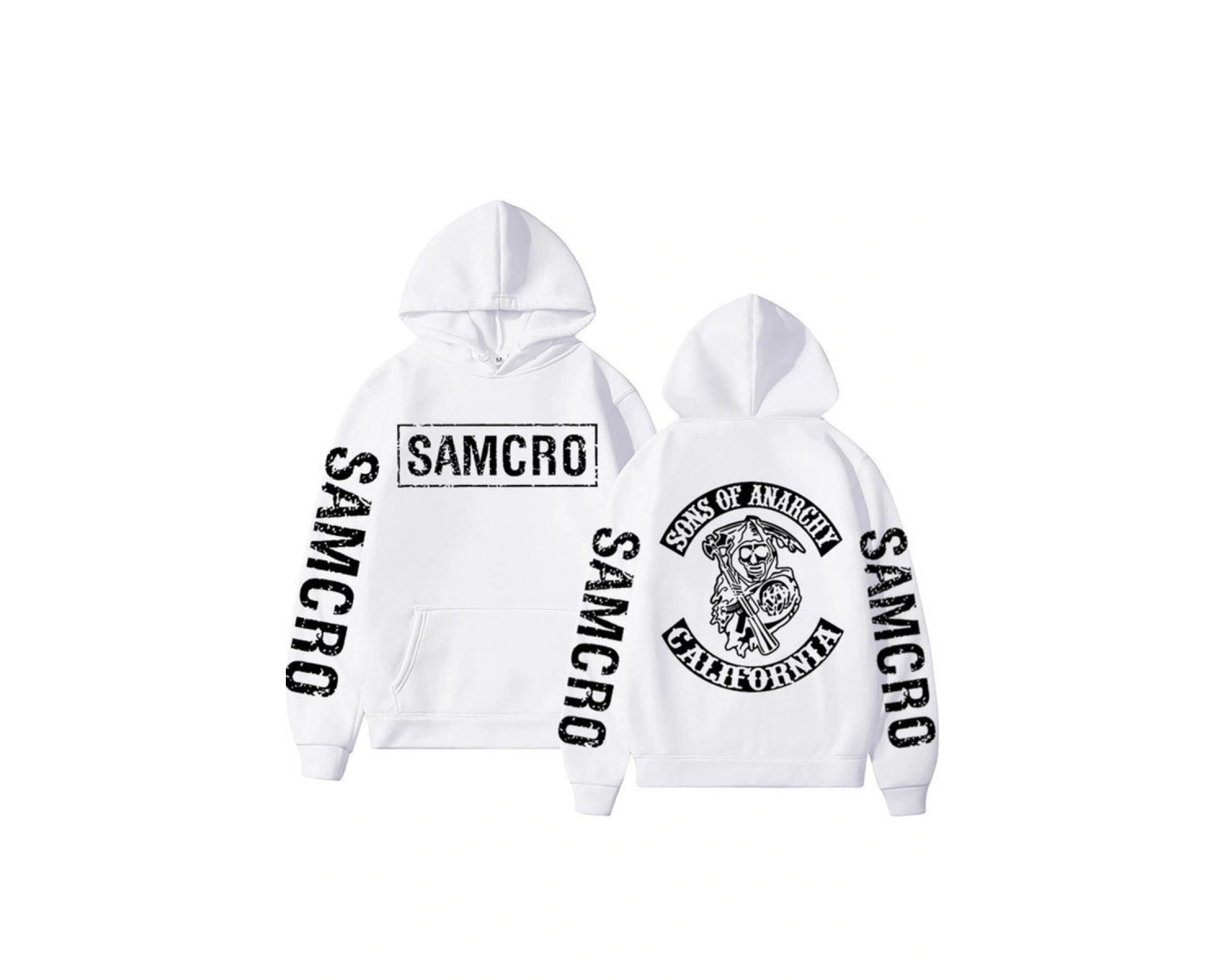 Samcro Çift Taraflı Logo Baskılı Hoodies 17276 Beyaz
