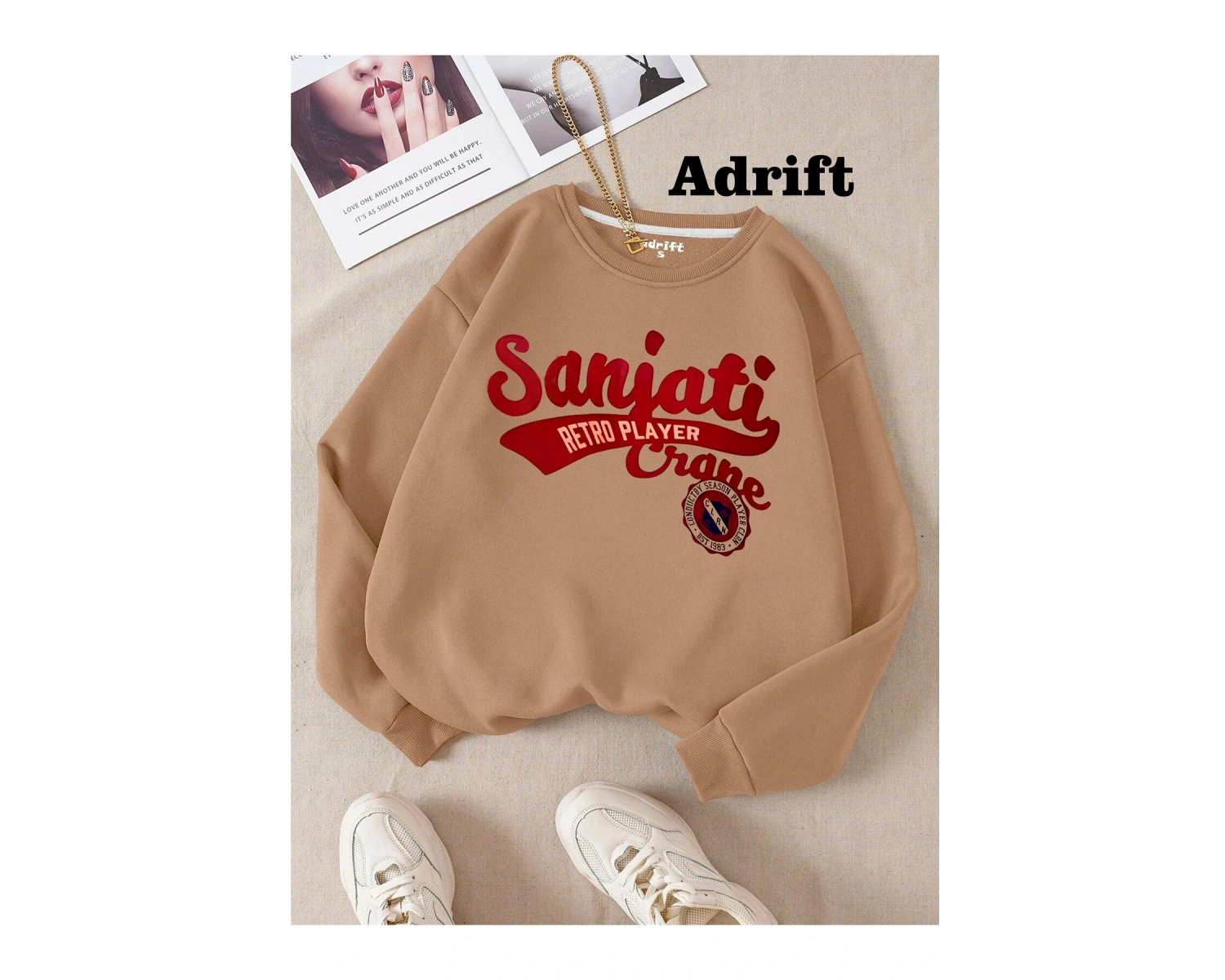 Sanjati Retro Player Y2k Harajuka Style Sokak Trend Tasarım Harajuku/gotik Bej