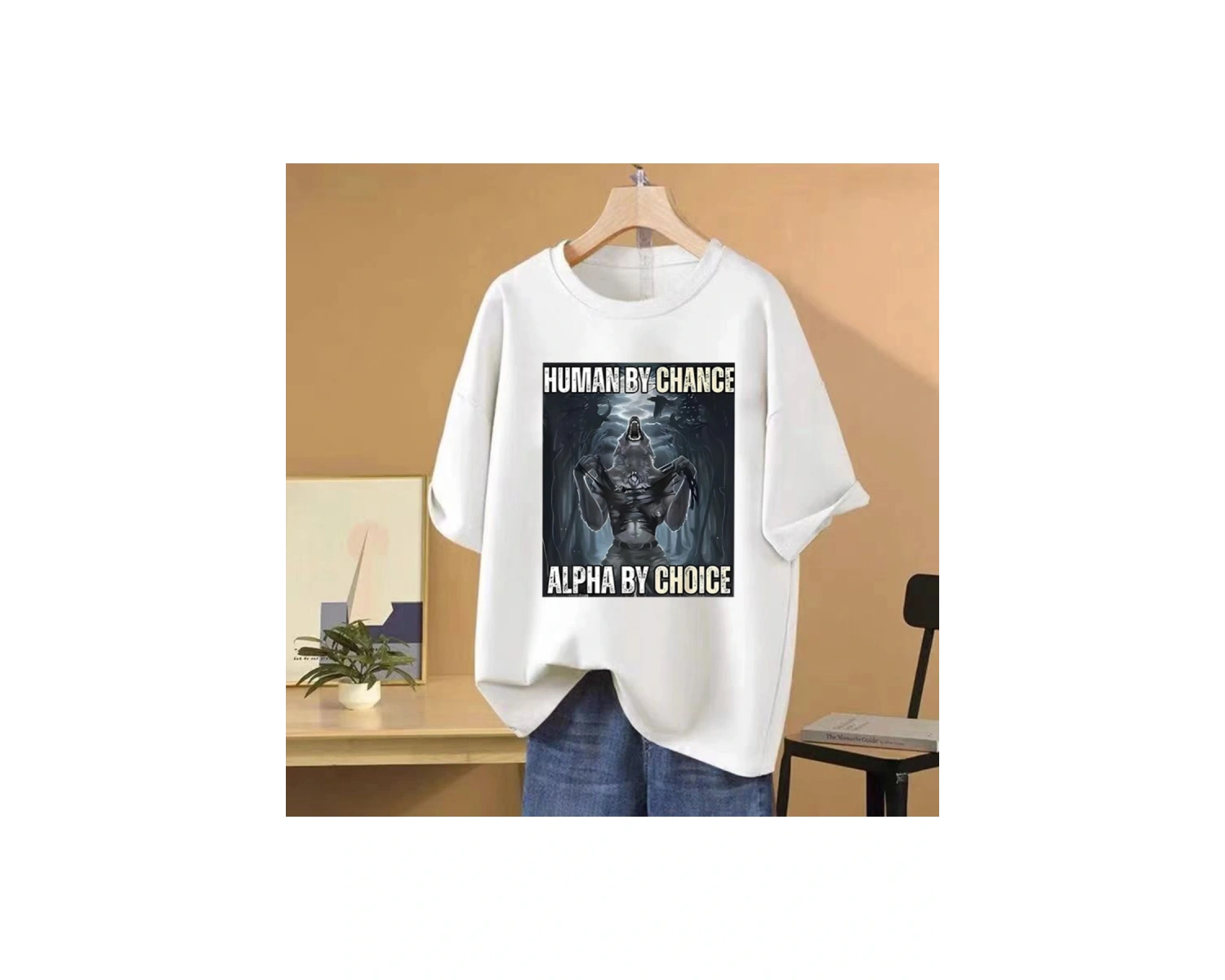 Şans eseri yeni insan alfa seçim kurt komik Meme T shirt kadın erkek pamuk Vintage gevşek kıs