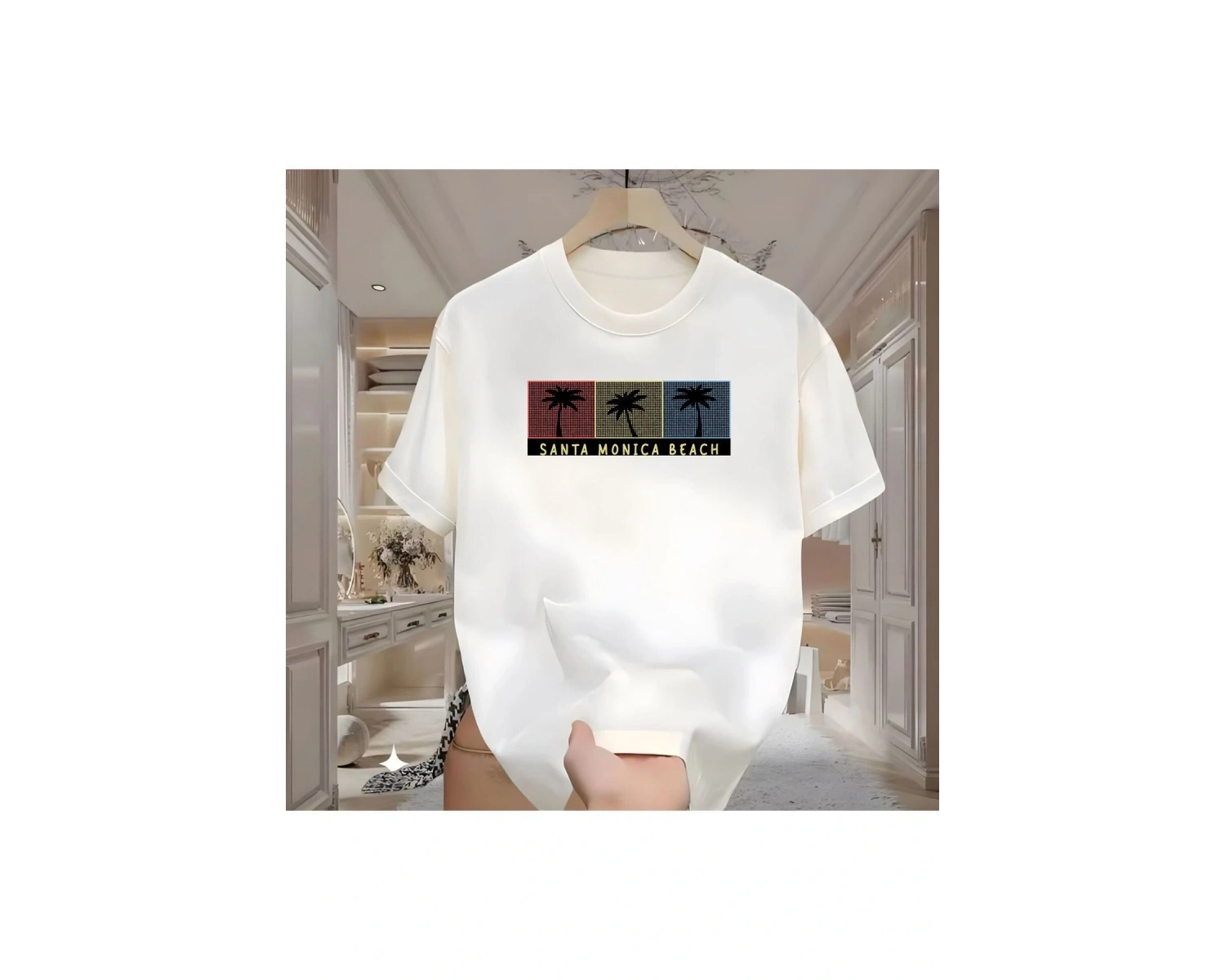 Santa Baskılı Beyaz