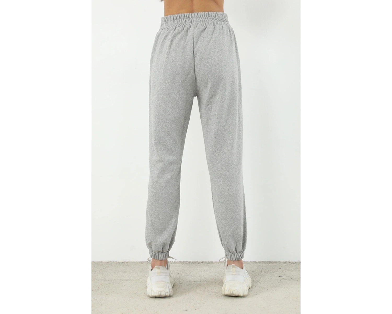 Şardonlu Kadın Gri Eşofman Altı