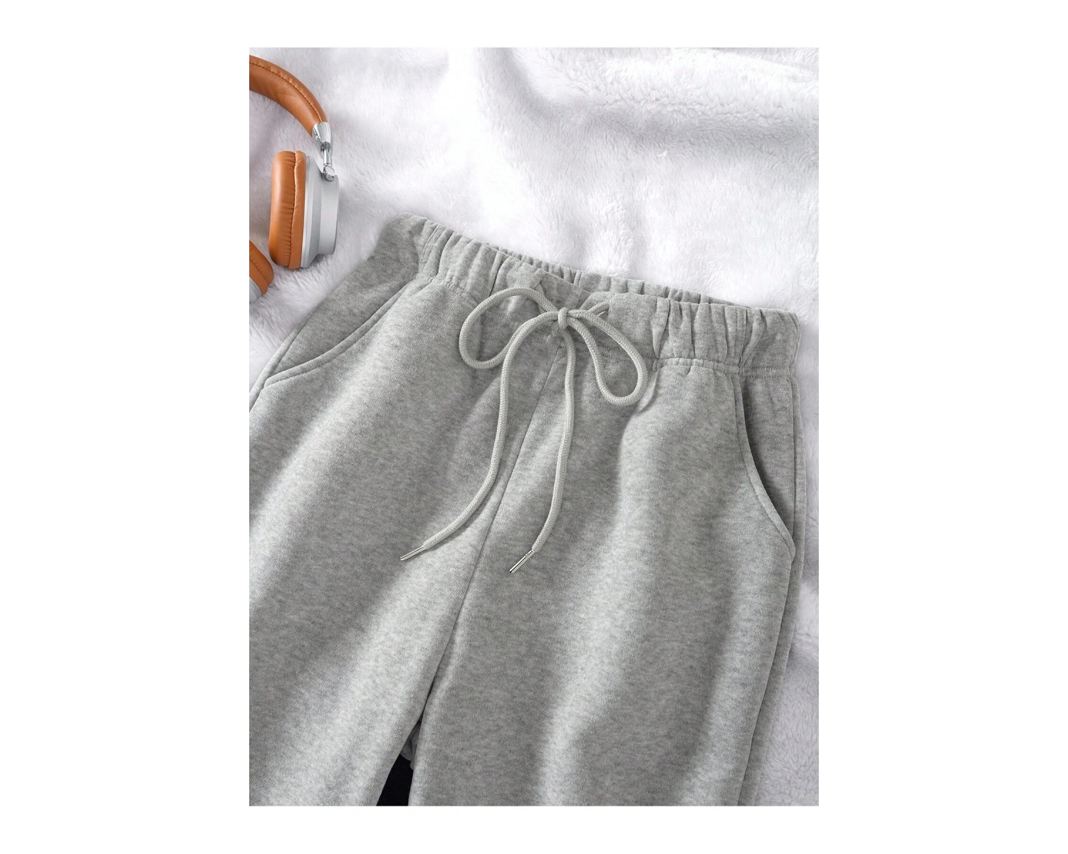 Şardonlu Kadın Gri Eşofman Altı