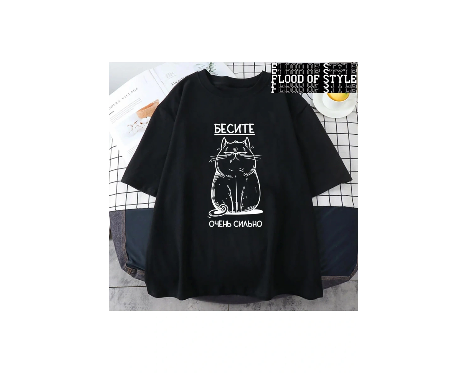 Seng 1890 1946 KEDI Komik Grafik T-shirt Rus Senaryo Moda Stil Tee-shirt Kısa Kollu Pamuk Yum