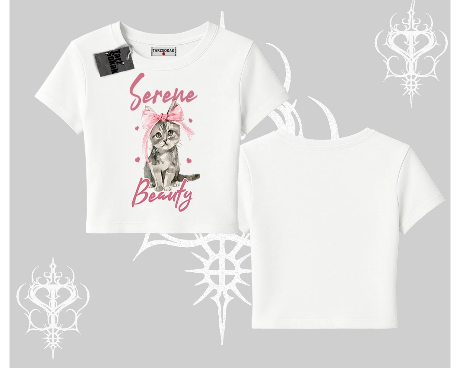 Serene Beauty Kedi Baskılı  Babby Tee Tshirt