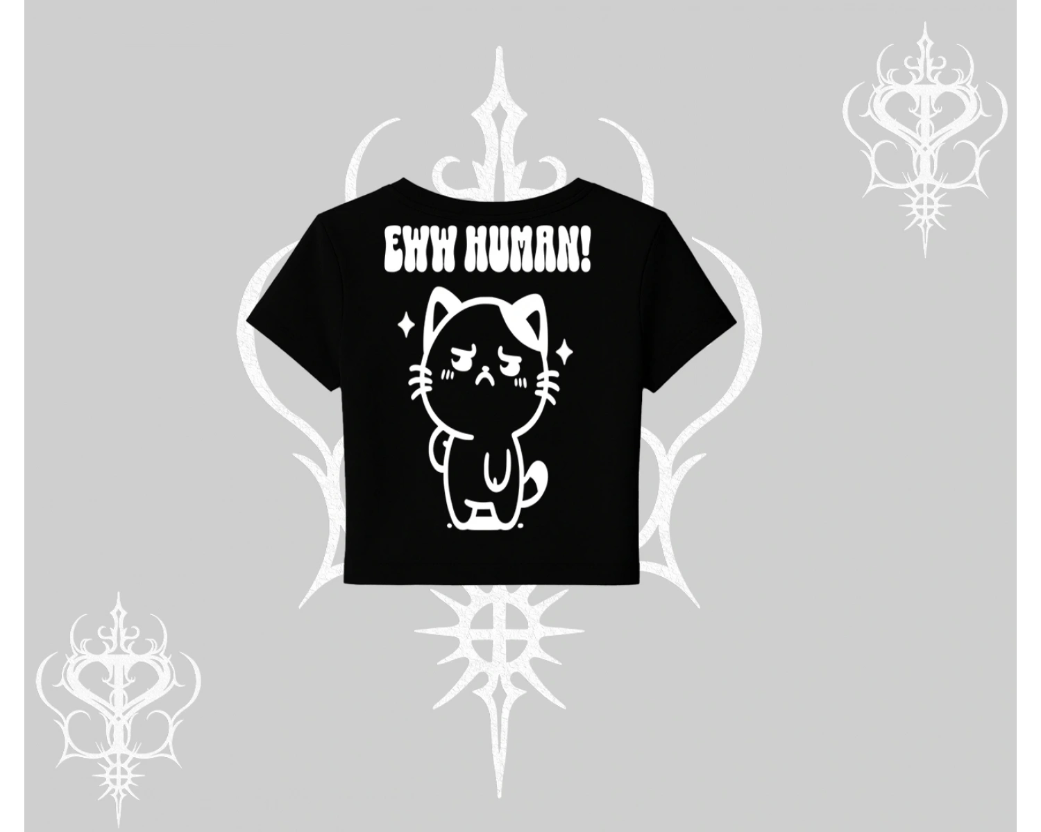 Sevimli Kedi Çizimli Arka Baskılı Babby Tee Tshirt