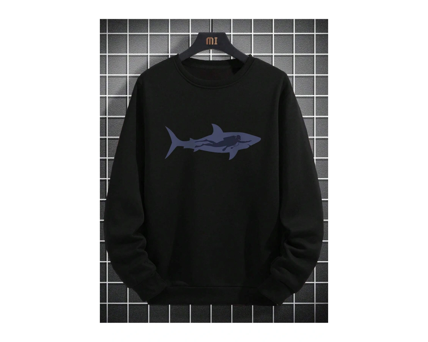 Shark Print Sweatshirt Siyah