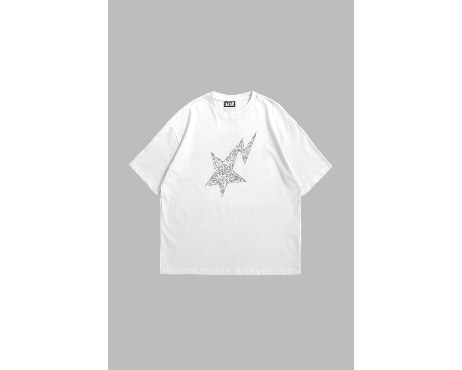 Shining Star Taş Baskılı Oversize Unisex Beyaz