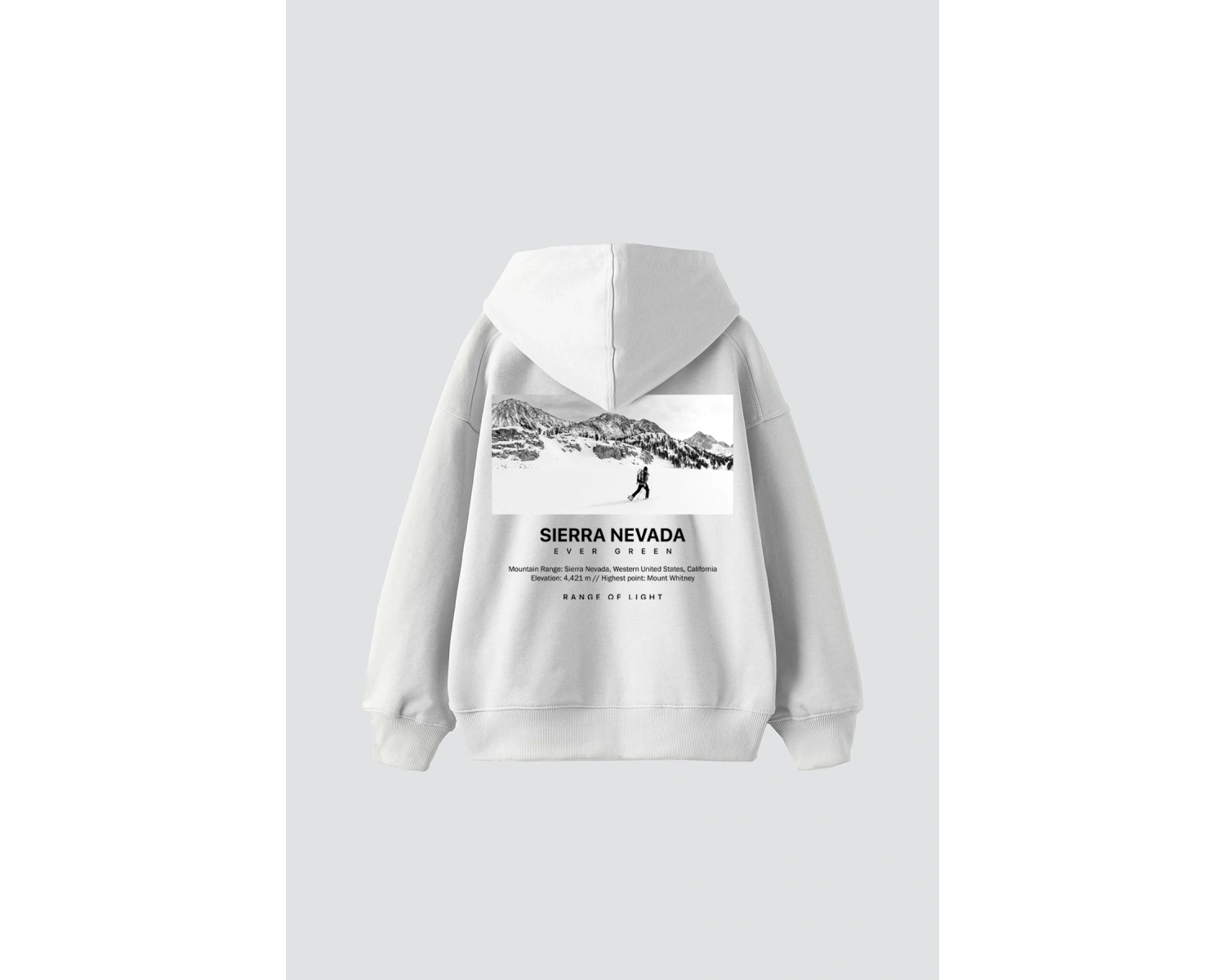 Sierra Nevada Baskılı Oversize Unisex Beyaz