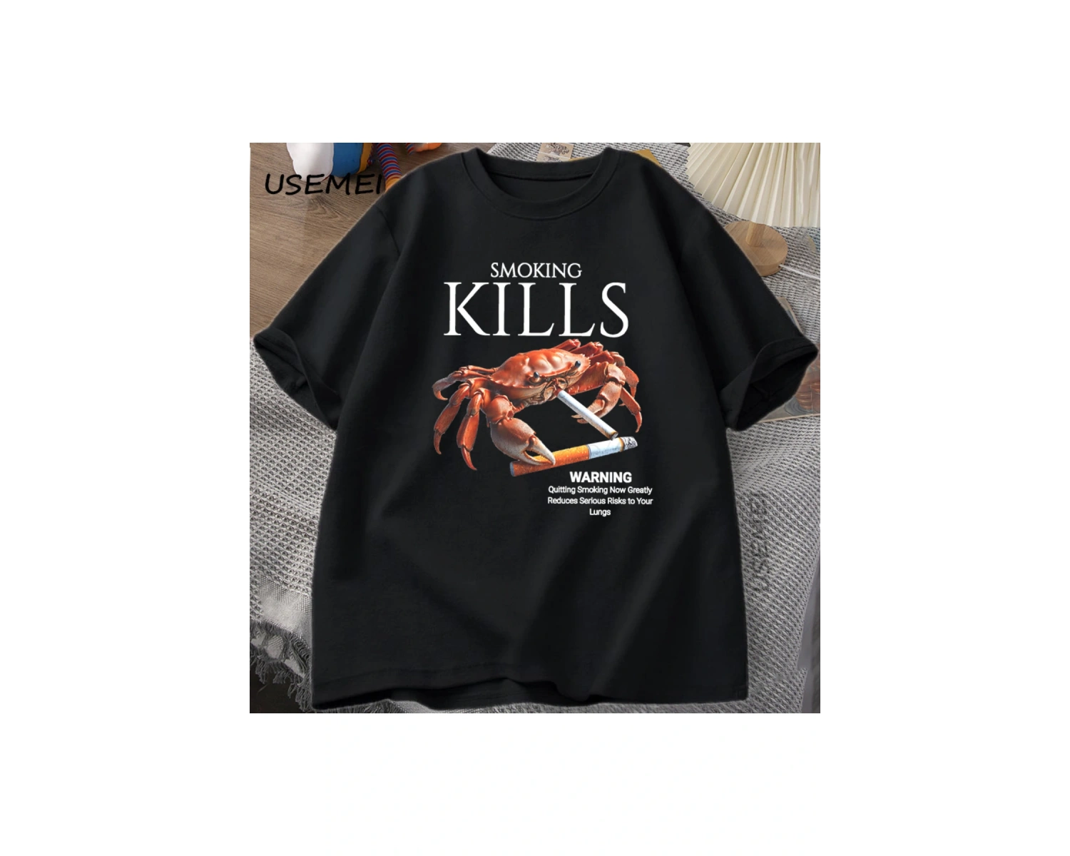 Sigara Öldürür Yengeç T Shirt Unhinged Weirdcore T-Shirt Garip Grafik Tee Harajuku Pamuk Kısa 2869