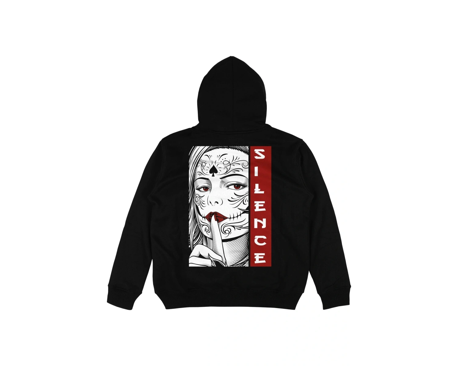 Silence Siyah Oversize Unisex Kapüşonlu Sweatshirt Hoodie