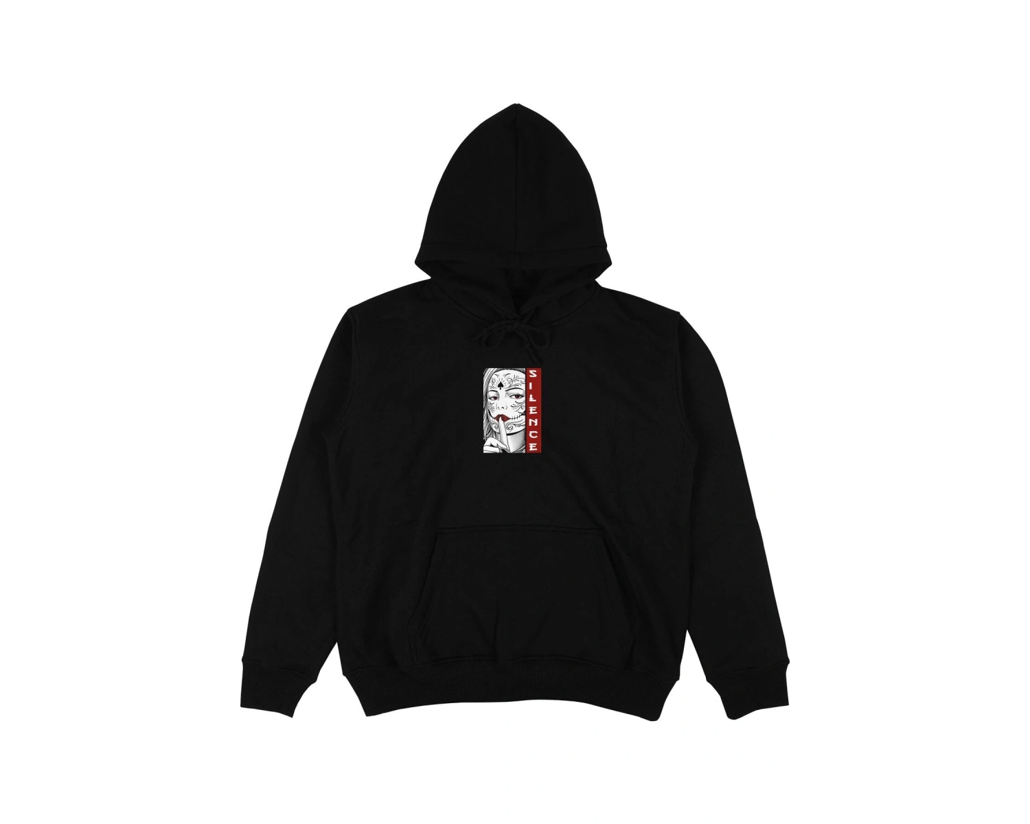 Silence Siyah Oversize Unisex Kapüşonlu Sweatshirt Hoodie