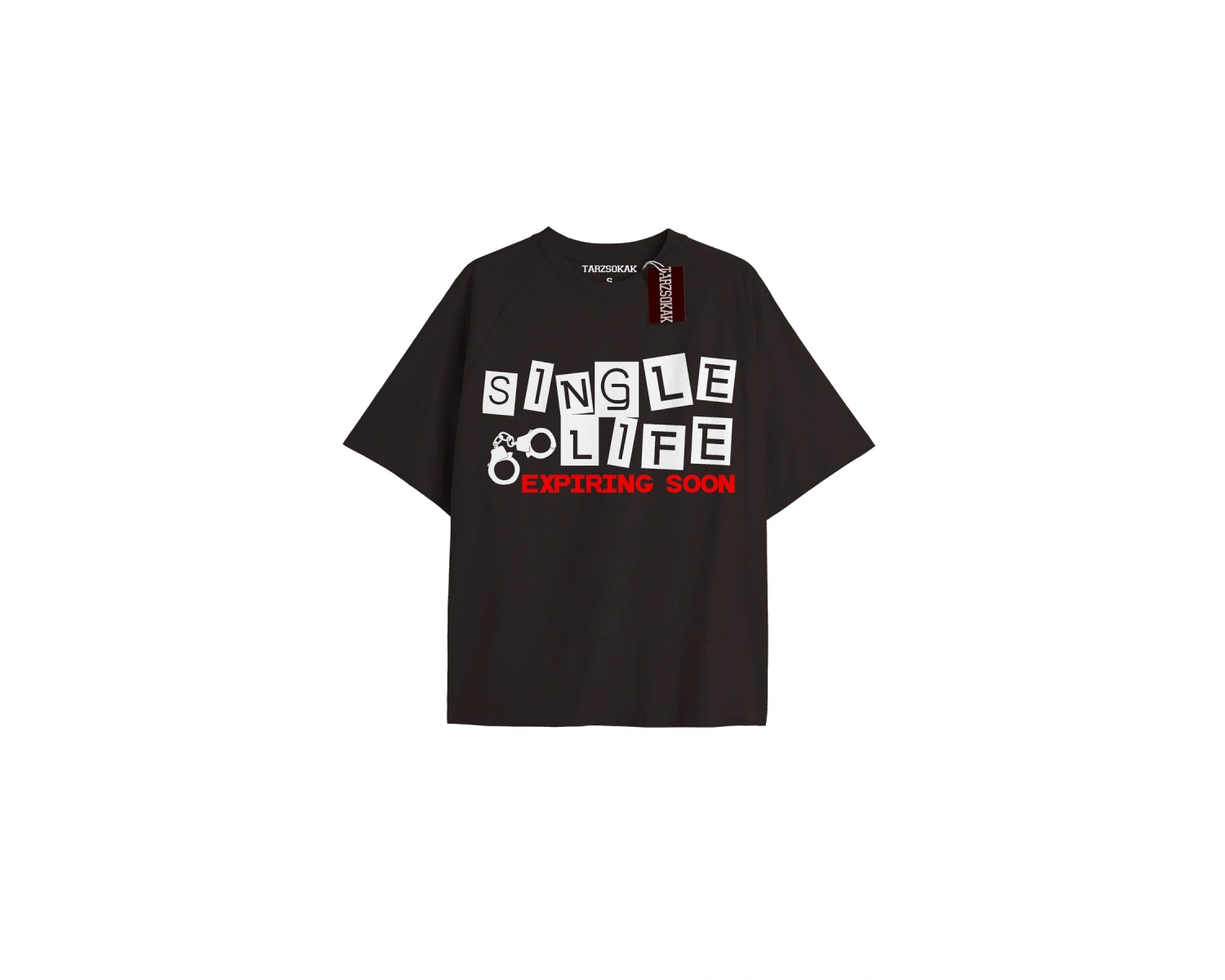 SINGLE LIFE Unisex Oversize Yazılı Tshirt SİYAH