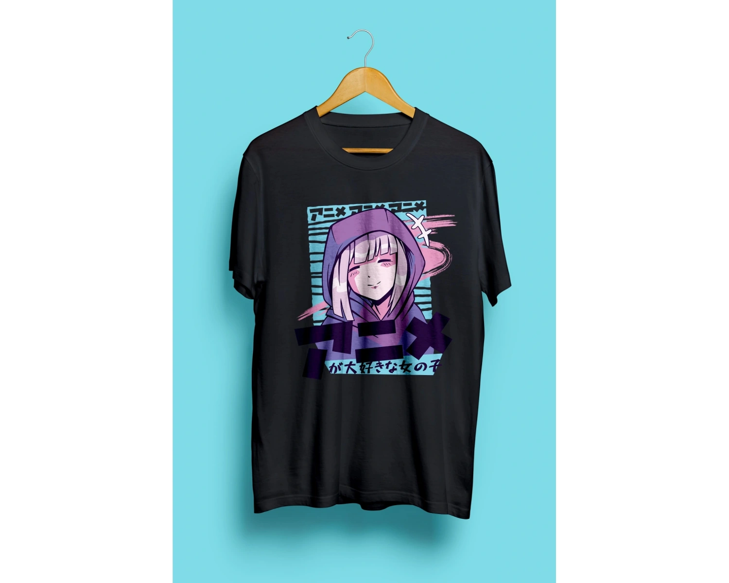 Şirin Anime Kız Manga Japon Çizim Tasarım Baskılı Unisex Tişört