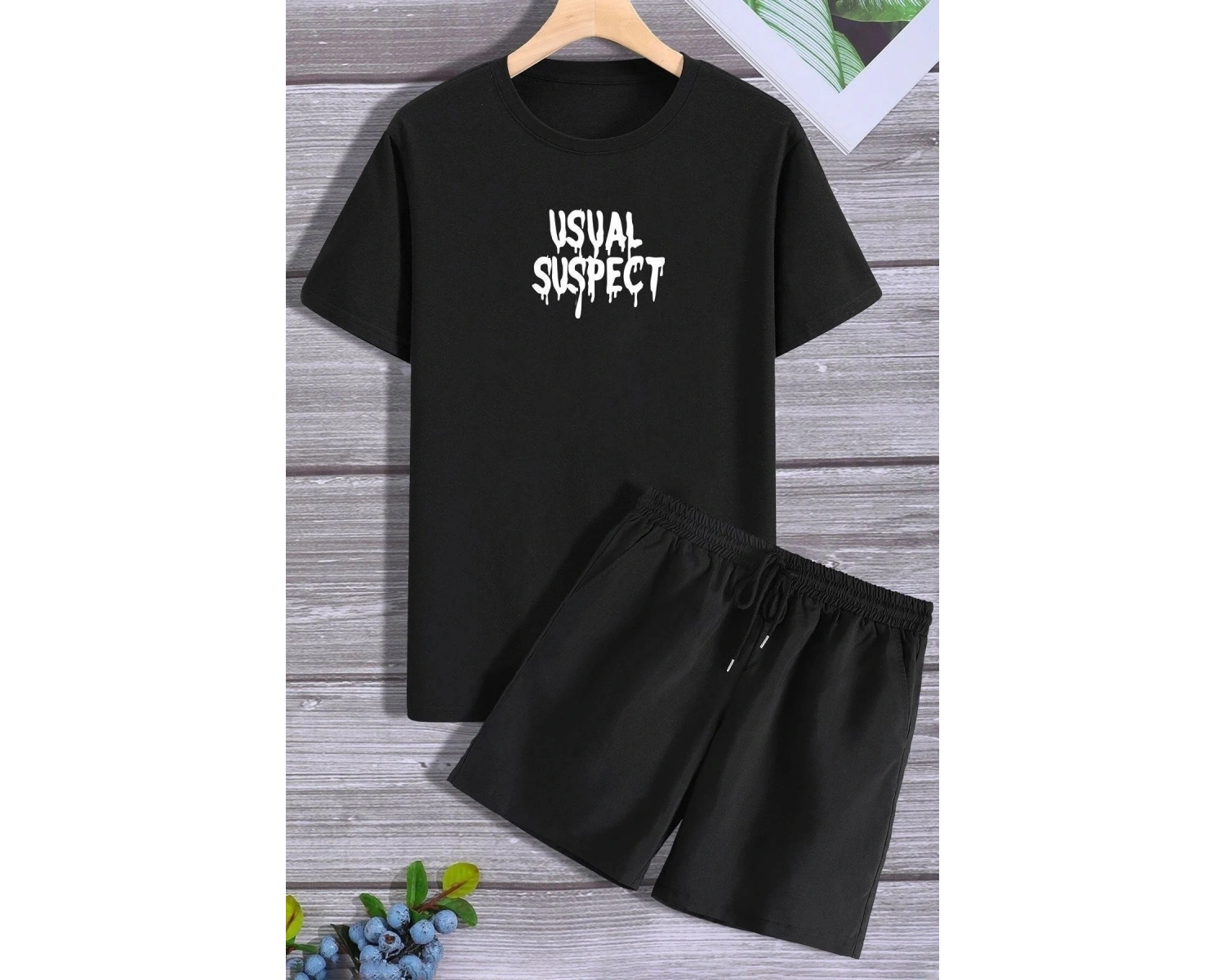 Sırt Baskılı Şort T-shirt Eşofman Takımı