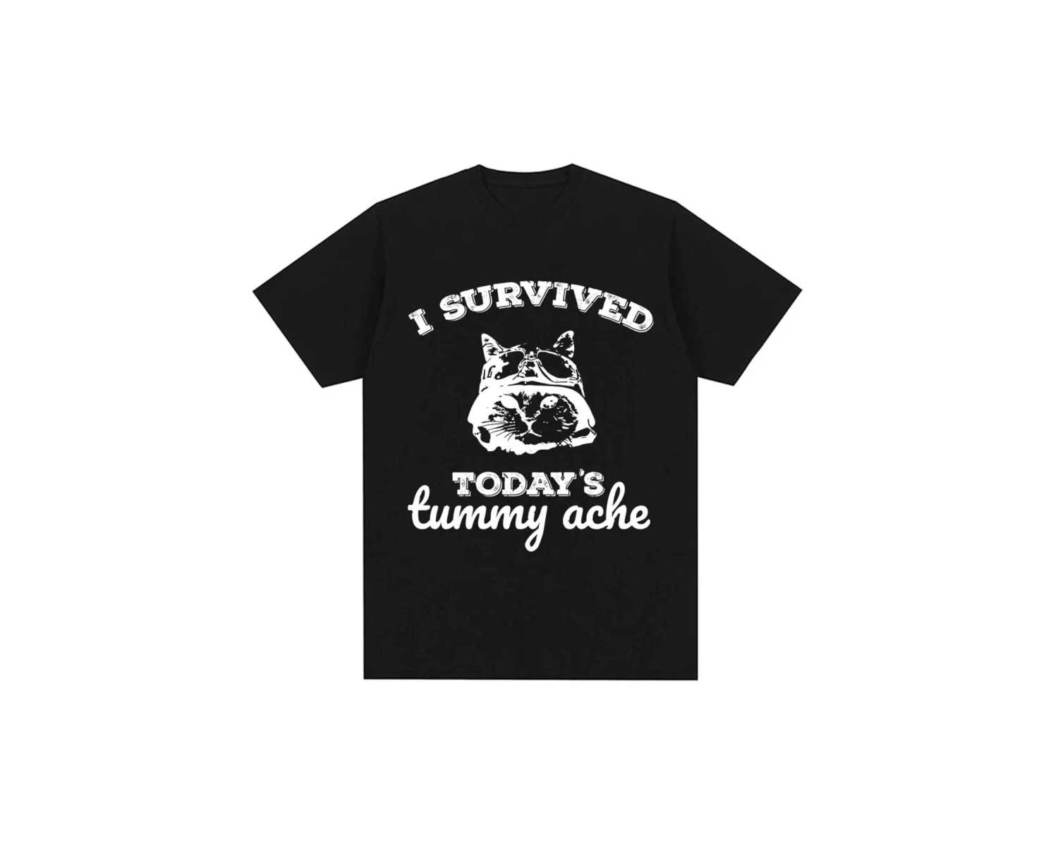 Siyah Bin Yard Bakış Kedi Komik Meme Mizah Tarzı Vintage li T Kad