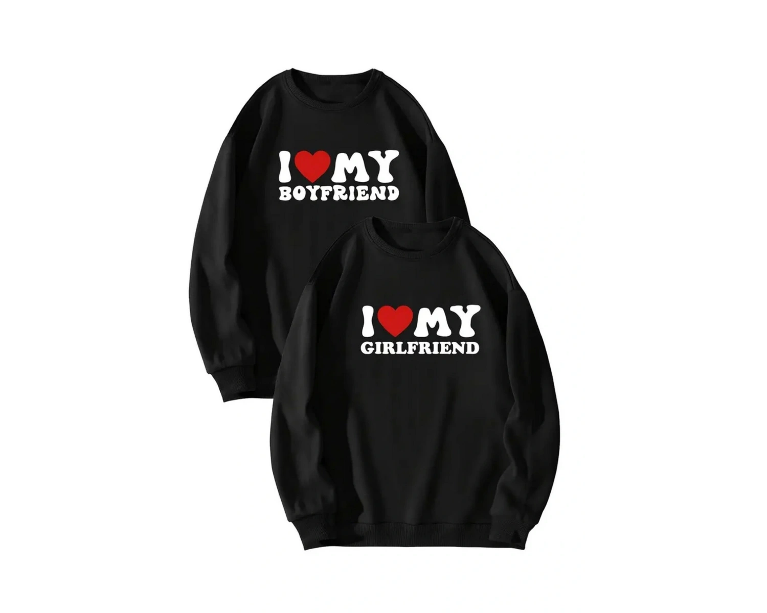 Siyah Biskilet Yaka Sweatshirt Çift Sevgili Kombinleri Couple Clothing