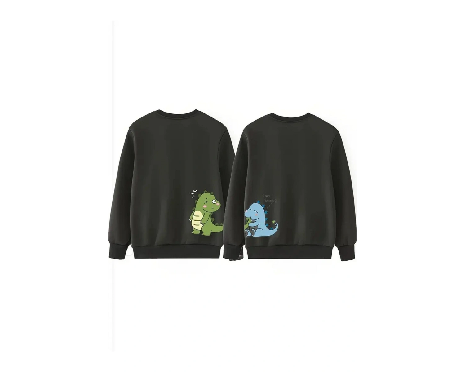 Siyah Biskilet Yaka Sweatshirt Çift Sevgili Kombinleri Couple Clothing